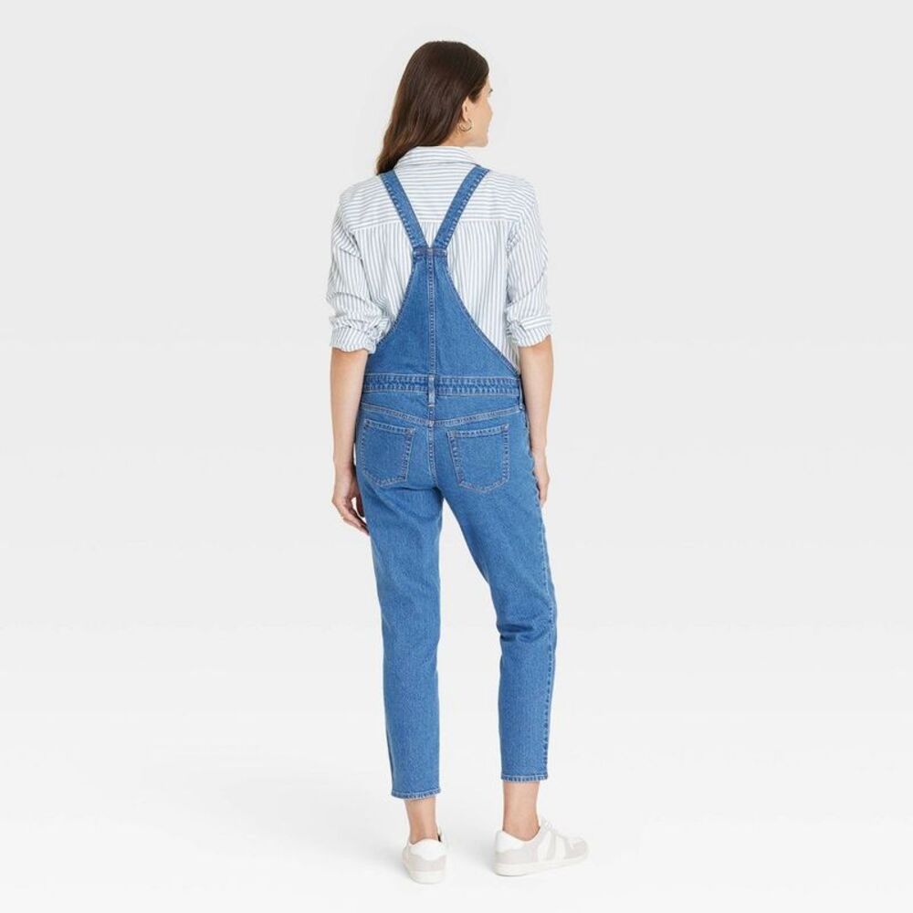 Denim Overalls Maternity Jumpsuit - Medium Wash 6 - Picture 2 of 3